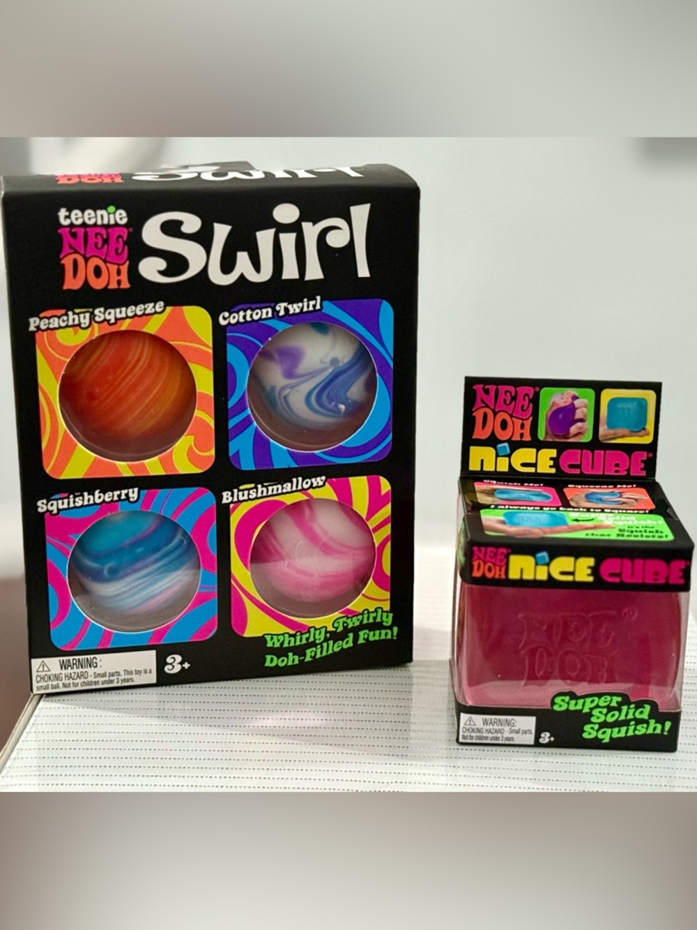 🆕 NeeDoh BUNDLE 4-Pack Swirl Balls + HTF HOT PINK Nice Cube NIB | TikTok Viral